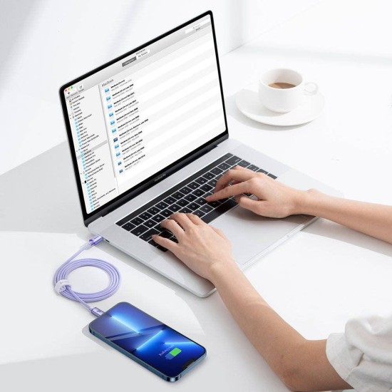 Cablu de Date Baseus Crystal Shine Series USB-C la Lightning, 20W, 1.2m, Purple Cablu de Date Baseus Crystal Shine Series USB-C la Lightning, 20W, 1.2m, Purple (Cabluri Telefon, CAJY000205) by www.silkase.ro