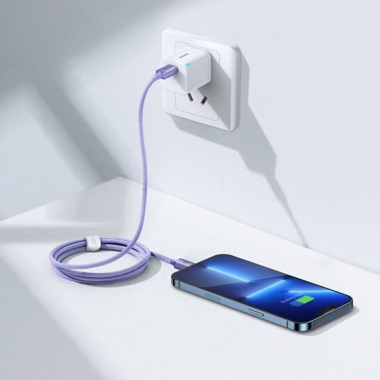 Cablu de Date Baseus Crystal Shine Series USB-C la Lightning, 20W, 1.2m, Purple Cablu de Date Baseus Crystal Shine Series USB-C la Lightning, 20W, 1.2m, Purple (Cabluri Telefon, CAJY000205) by www.silkase.ro