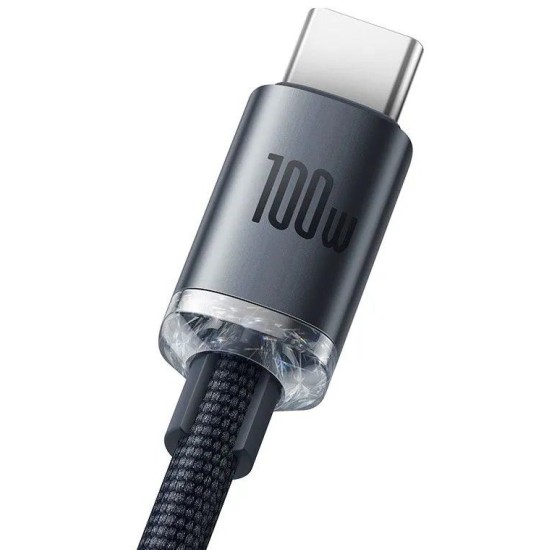 Cablu de Date și Încărcare Baseus Crystal Shine Series USB la USB-C 100W, 1.2m, Black (Bakr, CAJY000401) by www.silkase.ro