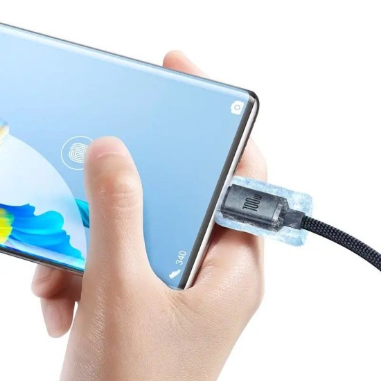Cablu de Date și Încărcare Baseus Crystal Shine Series USB la USB-C 100W, 1.2m, Black (Bakr, CAJY000401) by www.silkase.ro