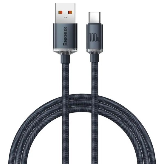 Cablu de Date și Încărcare Baseus Crystal Shine Series USB la USB-C 100W, 1.2m, Black (Bakr, CAJY000401) by www.silkase.ro
