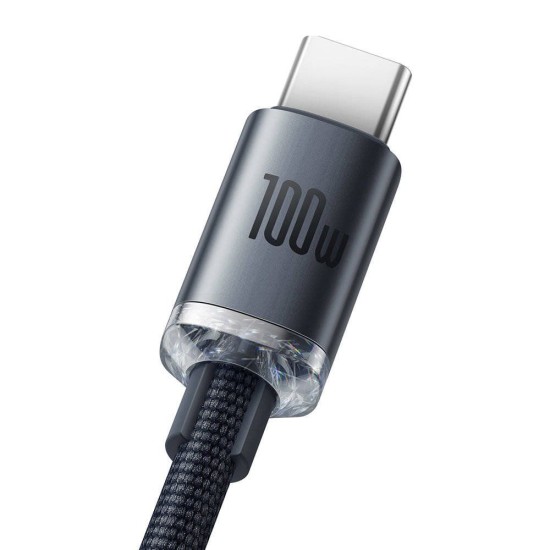 Cablu de Date și Încărcare Baseus Crystal Shine Series, USB la USB-C, 100W, 2m, Black (Cabluri Telefon, CAJY000501) by www.silkase.ro