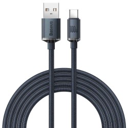 Cablu de Date și Încărcare Baseus Crystal Shine Series, USB la USB-C, 100W, 2m, Black