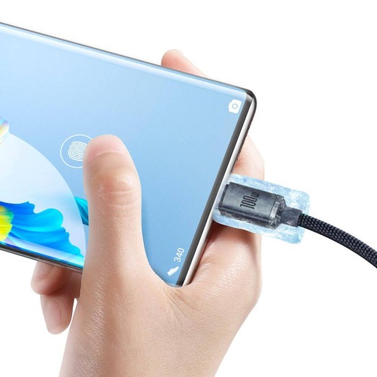 Cablu de Date și Încărcare Baseus Crystal Shine Series, USB la USB-C, 100W, 2m, Black (Cabluri Telefon, CAJY000501) by www.silkase.ro