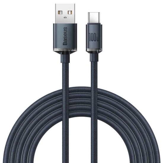 Cablu de Date și Încărcare Baseus Crystal Shine Series, USB la USB-C, 100W, 2m, Black (Cabluri Telefon, CAJY000501) by www.silkase.ro