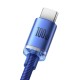 Cablu de Date și Încărcare Baseus Crystal Shine Series, USB la USB-C, 100W, 2m, Blue (Cabluri Telefon, CAJY000503) by www.silkase.ro