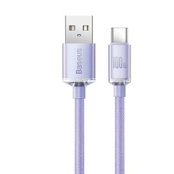 Cablu de Date și Încărcare Baseus Crystal Shine Series, USB la USB-C, 100W, 2m, Purple Cablu de Date și Încărcare Baseus Crystal Shine Series, USB la USB-C, 100W, 2m, Purple