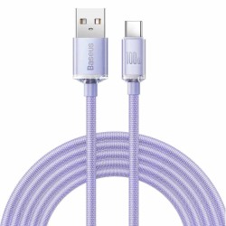 Cablu de Date și Încărcare Baseus Crystal Shine Series, USB la USB-C, 100W, 2m, Purple