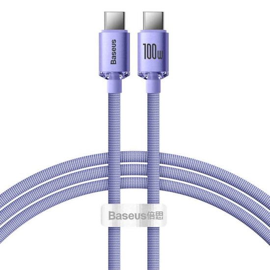 Cablu de Date și Încărcare Baseus Crystal Shine Series, USB-C la USB-C, 100W, 1.2m, Purple Cablu de Date și Încărcare Baseus Crystal Shine Series, USB-C la USB-C, 100W, 1.2m, Purple (Bakr, CAJY000605) by www.silkase.ro