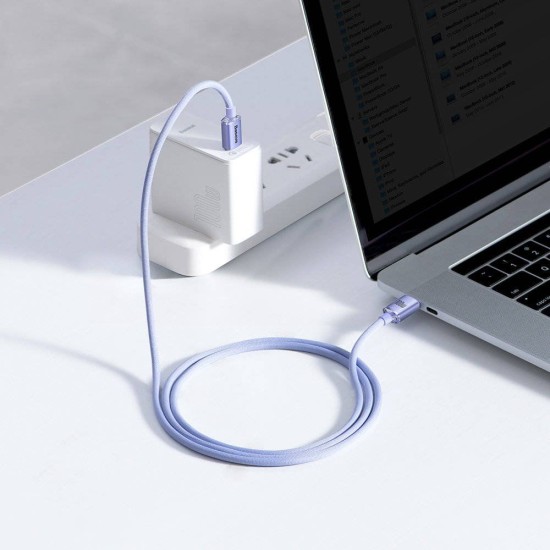 Cablu de Date și Încărcare Baseus Crystal Shine Series, USB-C la USB-C, 100W, 1.2m, Purple Cablu de Date și Încărcare Baseus Crystal Shine Series, USB-C la USB-C, 100W, 1.2m, Purple (Bakr, CAJY000605) by www.silkase.ro