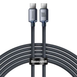 Cablu de Date și Încărcare Baseus Crystal Shine Series USB-C la USB-C, 100W, 2m, Black