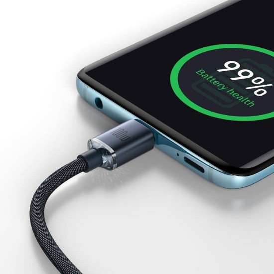Cablu de Date și Încărcare Baseus Crystal Shine Series USB-C la USB-C, 100W, 2m, Black (Cabluri Telefon, CAJY000701) by www.silkase.ro