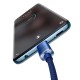 Cablu de Date și Încărcare Baseus Crystal Shine Series, USB-C la USB-C, 100W, 2m, Albastru (Cabluri Telefon, CAJY000703) by www.silkase.ro
