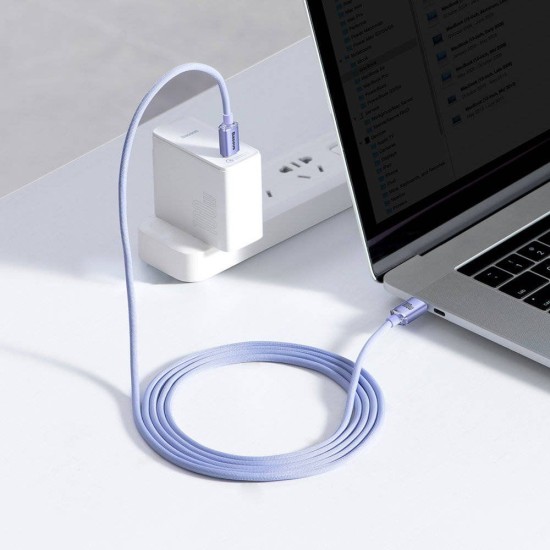 Cablu de Date Baseus Crystal Shine Series, USB-C la USB-C, 100W, 2m, Mov (Cabluri Telefon, CAJY000705) by www.silkase.ro