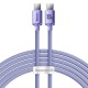 Cablu de Date Baseus Crystal Shine Series, USB-C la USB-C, 100W, 2m, Mov (Cabluri Telefon, CAJY000705) by www.silkase.ro