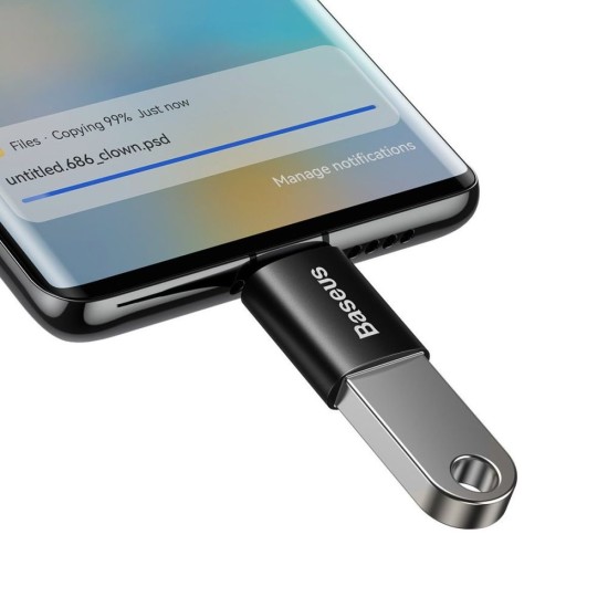 Adaptor OTG Mini Baseus Ingenuity USB-A la USB-C, Negru (Bakr, ZJJQ000001) by www.silkase.ro