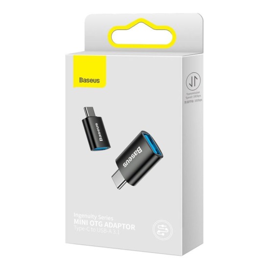 Adaptor OTG Mini Baseus Ingenuity USB-A la USB-C, Negru (Bakr, ZJJQ000001) by www.silkase.ro