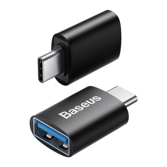 Adaptor OTG Mini Baseus Ingenuity USB-A la USB-C, Negru (Bakr, ZJJQ000001) by www.silkase.ro