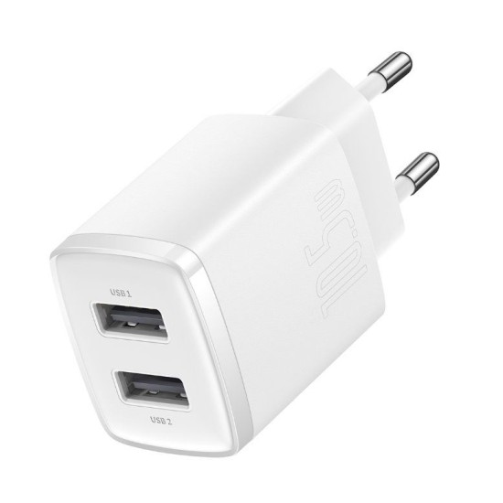 Încărcător de Rețea Baseus Compact 2xUSB, 10.5W, Alb Încărcător de Rețea Baseus Compact 2xUSB, 10.5W, Alb (Cabluri Telefon, CCXJ010202) by www.silkase.ro
