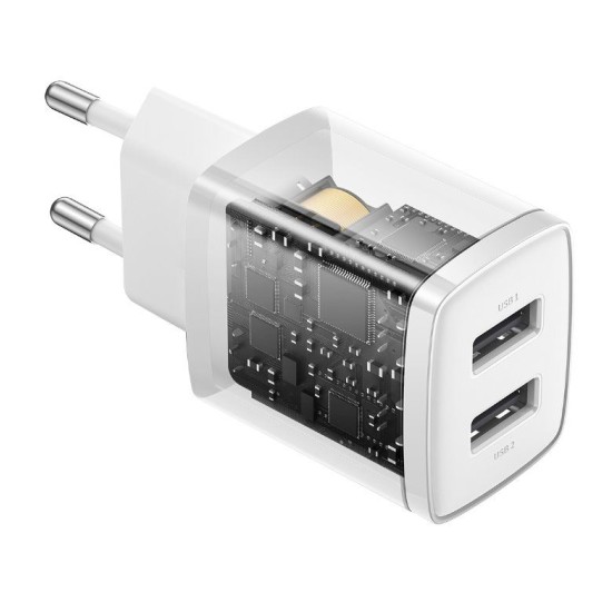 Încărcător de Rețea Baseus Compact 2xUSB, 10.5W, Alb Încărcător de Rețea Baseus Compact 2xUSB, 10.5W, Alb (Cabluri Telefon, CCXJ010202) by www.silkase.ro