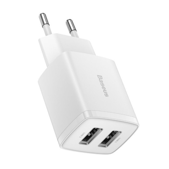 Încărcător de Rețea Baseus Compact 2xUSB, 10.5W, Alb Încărcător de Rețea Baseus Compact 2xUSB, 10.5W, Alb (Cabluri Telefon, CCXJ010202) by www.silkase.ro