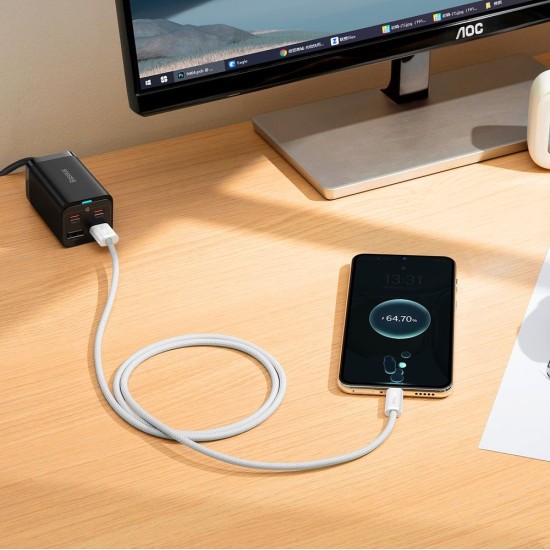 Cablu de Date și Încărcare Rapidă Baseus Dynamic Series USB la USB-C, 100W, 1m, Alb (Cabluri Telefon, CALD000602) by www.silkase.ro