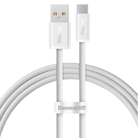 Cablu de Date și Încărcare Rapidă Baseus Dynamic Series USB la USB-C, 100W, 1m, Alb (Cabluri Telefon, CALD000602) by www.silkase.ro