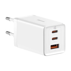 Incarcator Retea Baseus GaN5 Pro, 65W, 2x USB-C + 1x USB-A, Quick Charge, White