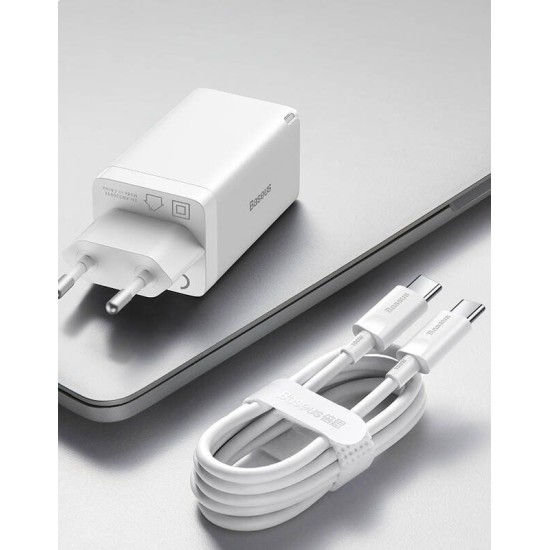 Incarcator Retea Baseus GaN5 Pro, 65W, 2x USB-C + 1x USB-A, Quick Charge, White Incarcator Retea Baseus GaN5 Pro, 65W, 2x USB-C + 1x USB-A, Quick Charge, White (Bakr, CCGP120202) by www.silkase.ro