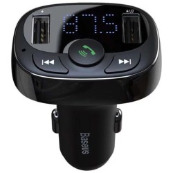 Modulator FM și Încărcător Auto Baseus CCMT000001 S-09A, 2x USB, Bluetooth, Negru