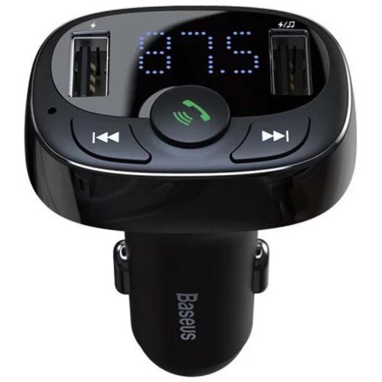 Modulator FM și Încărcător Auto Baseus CCMT000001 S-09A, 2x USB, Bluetooth, Negru (Bakr, CCMT000001) by www.silkase.ro