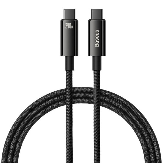 Cablu de Date Baseus Tungsten Gold Fast Charging USB-C la USB-C 240W, 2m, Black Cablu de Date Baseus Tungsten Gold Fast Charging USB-C la USB-C 240W, 2m, Black (Bakr, CAWJ040101) by www.silkase.ro
