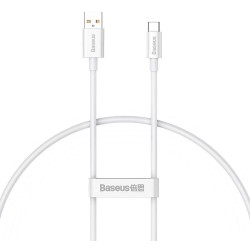 Cablu de Date și Încărcare Rapidă Baseus Superior Series USB la USB-C, 100W, 0.25m, Moon White