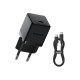 Încărcător rapid Baseus Palm USB-C 20W + Cablu de date USB-C/USB-C 1m Negru (Bakr, P10111602113-01) by www.silkase.ro