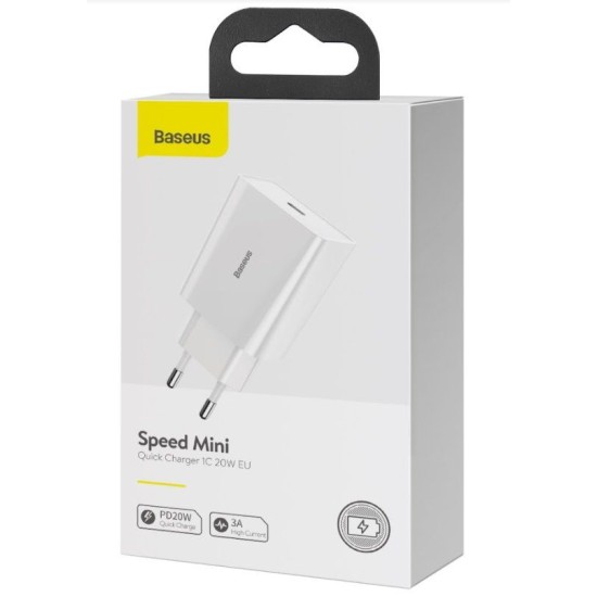 Încărcător de Rețea Baseus Speed Mini USB-C 20W, Alb Încărcător de Rețea Baseus Speed Mini USB-C 20W, Alb (Încărcătoare Rețea, CCFS-SN02) by www.silkase.ro