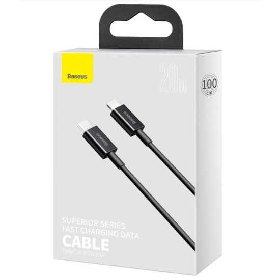 Cablu Incarcare Rapida Baseus Superior USB-C la Lightning 20W, 1m, Negru Cablu Incarcare Rapida Baseus Superior USB-C la Lightning 20W, 1m, Negru (Cabluri Telefon, CATLYS-A01) by www.silkase.ro