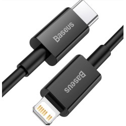 Cablu de Date și Încărcare Rapidă Baseus Superior USB-C la Lightning, 20W, 2m, Negru Cablu de Date și Încărcare Rapidă Baseus Superior USB-C la Lightning, 20W, 2m, Negru