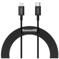 Cablu de Date și Încărcare Rapidă Baseus Superior USB-C la Lightning, 20W, 2m, Negru