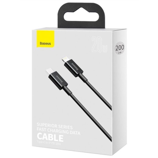 Cablu de Date și Încărcare Rapidă Baseus Superior USB-C la Lightning, 20W, 2m, Negru Cablu de Date și Încărcare Rapidă Baseus Superior USB-C la Lightning, 20W, 2m, Negru (Cabluri Telefon, CATLYS-C01) by www.silkase.ro