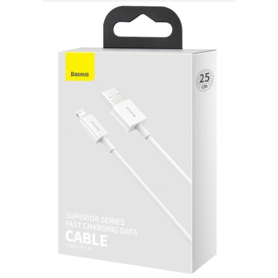 Cablu Incarcare Rapida Baseus Superior Lightning 2.4A, 0.25m, White (CALYS-02) (Cabluri Telefon, CALYS-02) by www.silkase.ro