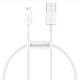 Cablu Incarcare Rapida Baseus Superior Lightning 2.4A, 0.25m, White (CALYS-02) (Cabluri Telefon, CALYS-02) by www.silkase.ro