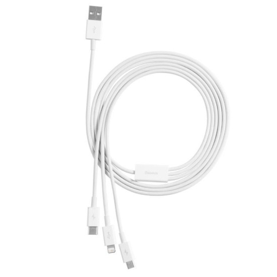 Cablu de Date 3in1 Baseus Superior Fast Charging USB-C, Lightning, MicroUSB 1.5m Alb Cablu de Date 3in1 Baseus Superior Fast Charging USB-C, Lightning, MicroUSB 1.5m Alb (Cabluri Telefon, CAMLTYS-02) by www.silkase.ro