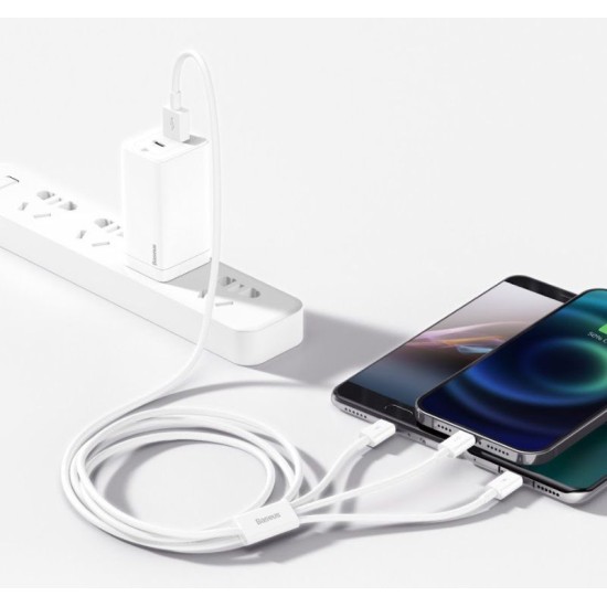 Cablu de Date 3in1 Baseus Superior Fast Charging USB-C, Lightning, MicroUSB 1.5m Alb Cablu de Date 3in1 Baseus Superior Fast Charging USB-C, Lightning, MicroUSB 1.5m Alb (Cabluri Telefon, CAMLTYS-02) by www.silkase.ro