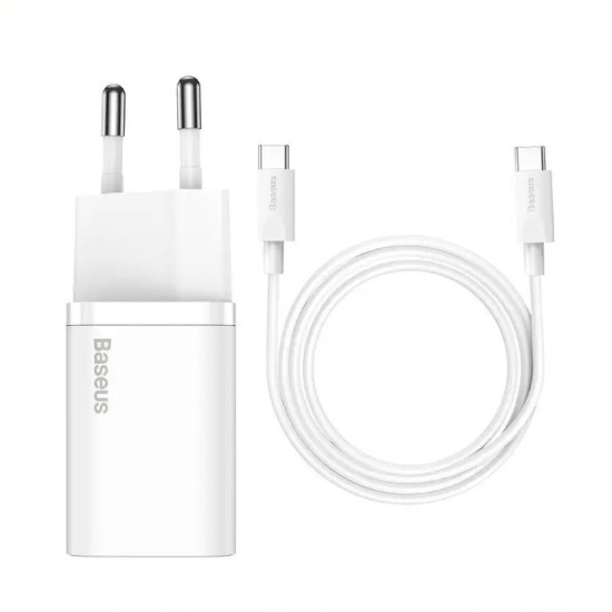 Incarcator Retea Baseus Super Si Quick Charger USB-C 25W cu Cablu USB-C la USB-C 1m, Alb Incarcator Retea Baseus Super Si Quick Charger USB-C 25W cu Cablu USB-C la USB-C 1m, Alb (Cabluri Telefon, TZCCSUP-L02) by www.silkase.ro