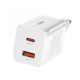 Încărcător de Rețea Baseus Super Si Quick Charger USB + USB-C, 30W, White (Bakr, CCSUPP-E02) by www.silkase.ro