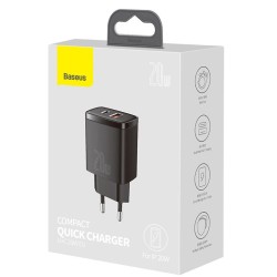 Încărcător Compact Baseus CCXJ-B01 Quick Charger USB/USB-C 20W Negru