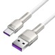 Cablu de Date Baseus Cafule Metal Series USB-A la USB-C, 66W, 1m, White (Bakr, CAKF000102) by www.silkase.ro