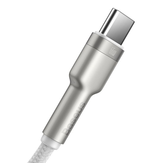 Cablu de Date Baseus Cafule Metal Series USB-A la USB-C, 66W, 1m, White (Bakr, CAKF000102) by www.silkase.ro