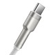 Cablu de Date Baseus Cafule Metal Series USB-A la USB-C, 66W, 1m, White (Bakr, CAKF000102) by www.silkase.ro