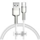 Cablu de Date Baseus Cafule Metal Series USB-A la USB-C, 66W, 1m, White (Bakr, CAKF000102) by www.silkase.ro